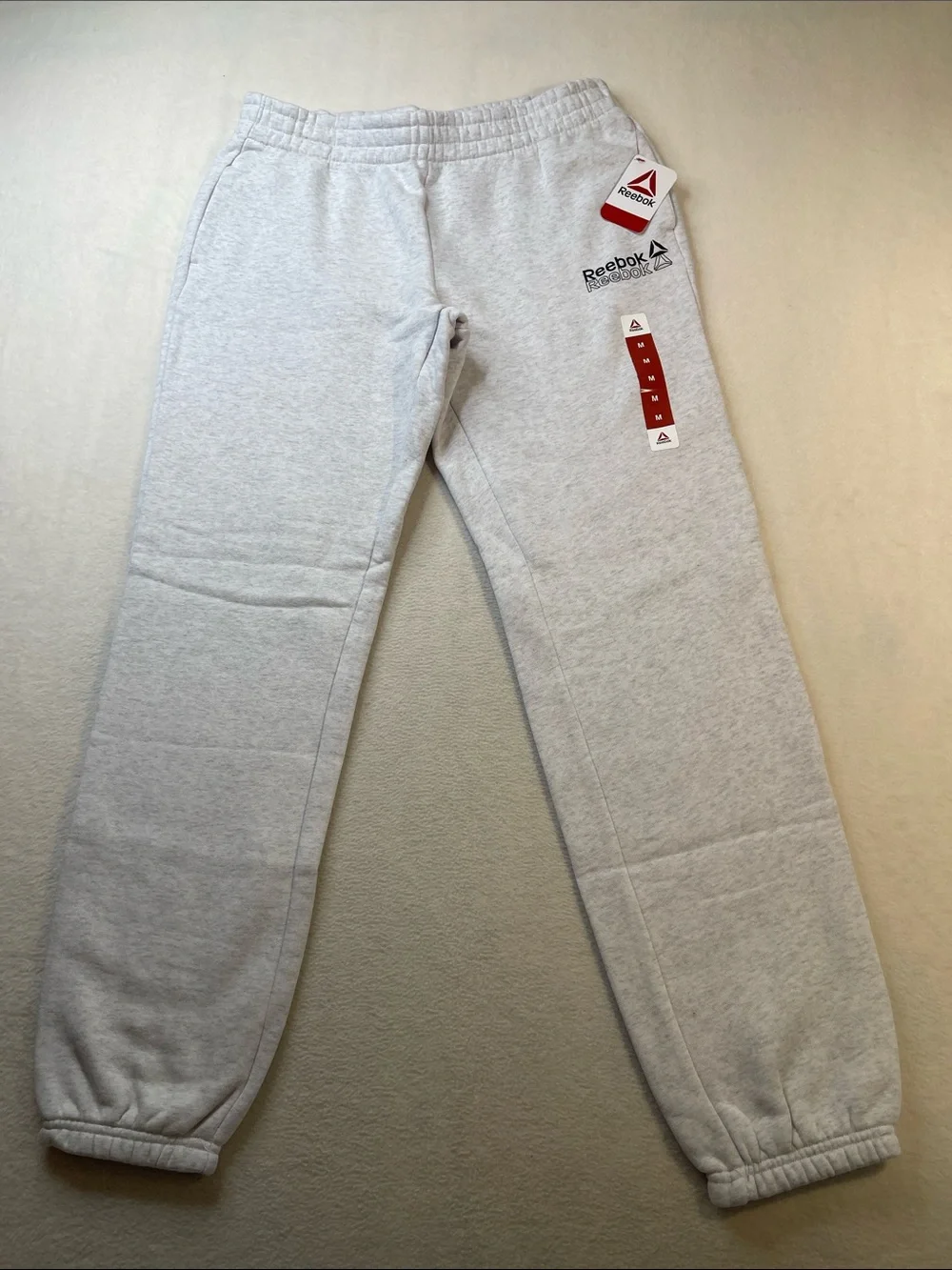 Reebok Heather Gray Fleece Sweatpants with Logo MENS SIZE M  UNISEX NEW W T